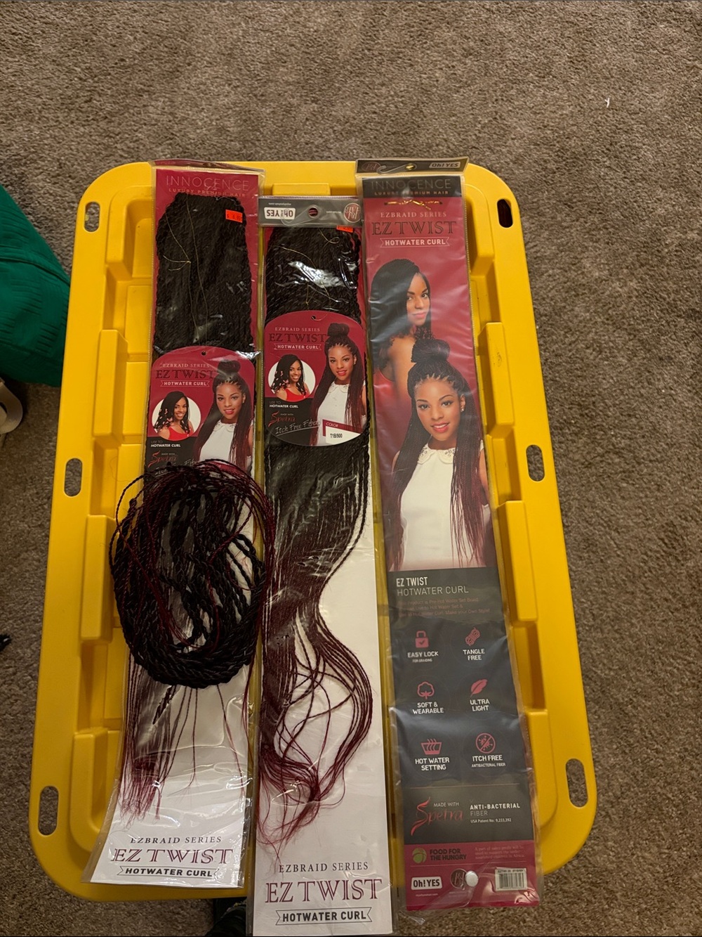 Innocence EZ Twist Black/Burgundy Hair – 3 Full Packs + Partial Pack